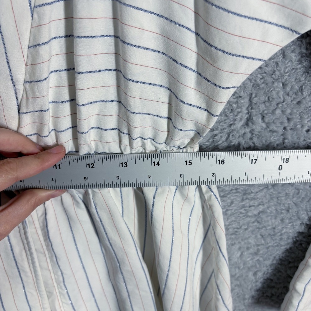 Free People So Divine Pinstripe Menswear Button Down Top Sz M White Office Siren - Picture 5 of 10